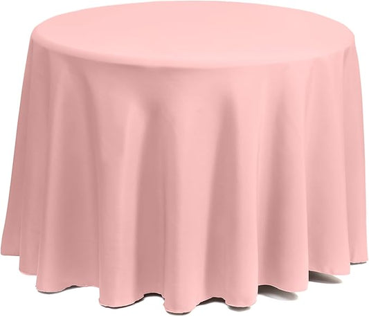 Gee Di Moda Round Tablecloth - 70 Inch Pink Round Table Cloth for 24 to 48 Inch Round Tables - Heavy Duty Washable Fabric - for Buffet Table, Holiday Party, Dinner, Wedding & Baby Shower