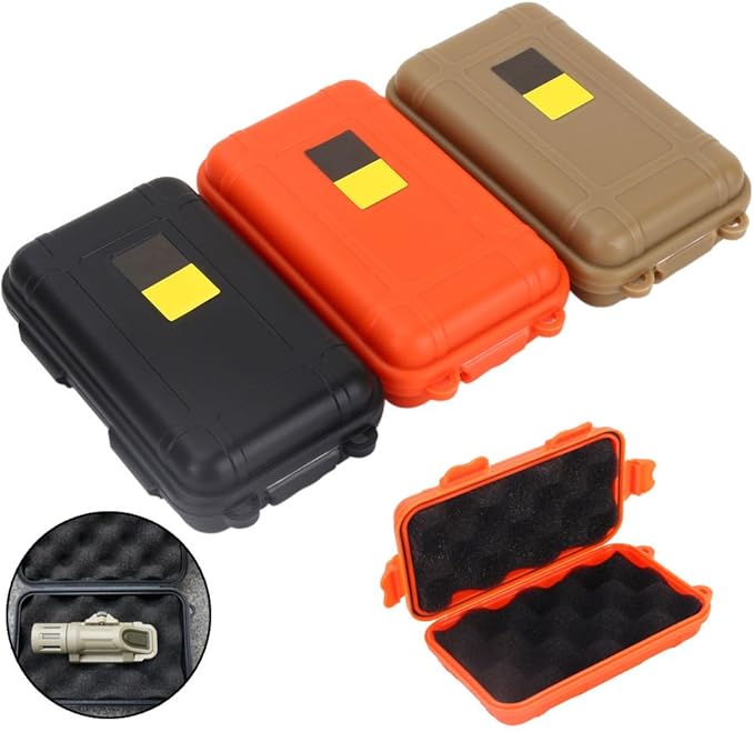 Yosoo Outdoor Waterproof Survival Storage Case Container - Fishing Carry Box (Orange & Black & Mud Color, S) Airtight Box