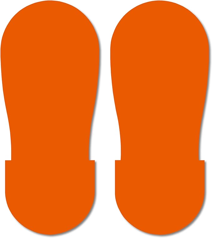 Mighty Line Big Footprints Floor Marking Tape for Safety, Caution, Warning, Heavy-Duty, Peel and Stick, Adhesive, Industrial Quality, 12" Long x 5" Wide, Orange, Pack of 50