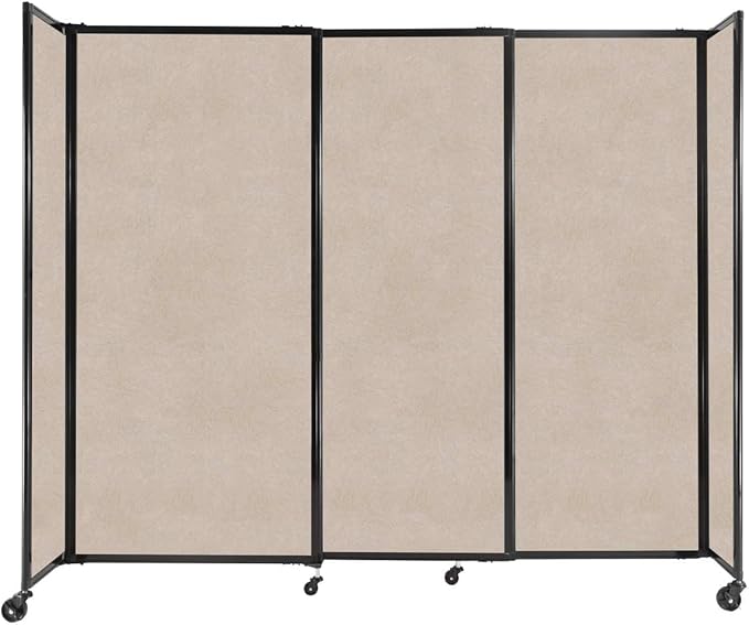 Versare Straightwall Sliding Portable Wall Partition | Freestanding Office Dividers | Locking Wheels | Temporary Room Separator | 7'2" Wide x 6' Tall Beige SoundSorb Panels
