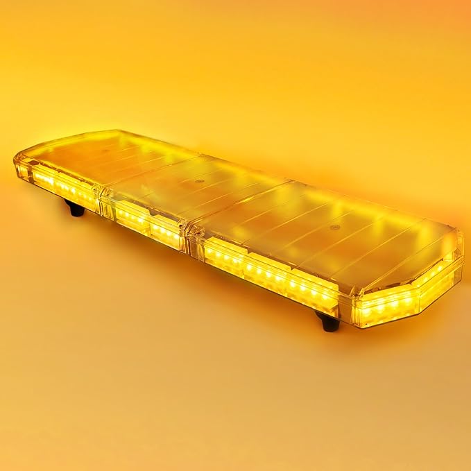 48 Inch 88 LED Amber Emergency Light Bar Super Bright Rooftop Strobe Lights Waterproof Hazard Warning Roof Top Flashing Light Bar for Tow Truck Construction Vehicle (Yellow, DC 12-24V)