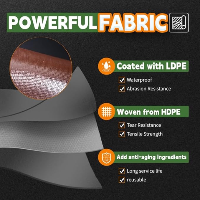RAINDEWAY 6x8 Feet (2 Pack) Super Heavy Duty Tarp 18 Mil, UV Resistant, Weatherproof, Multipurpose Waterproof Poly Tarp with Grommets and Reinforced Edges, Brown/Gray Tarps
