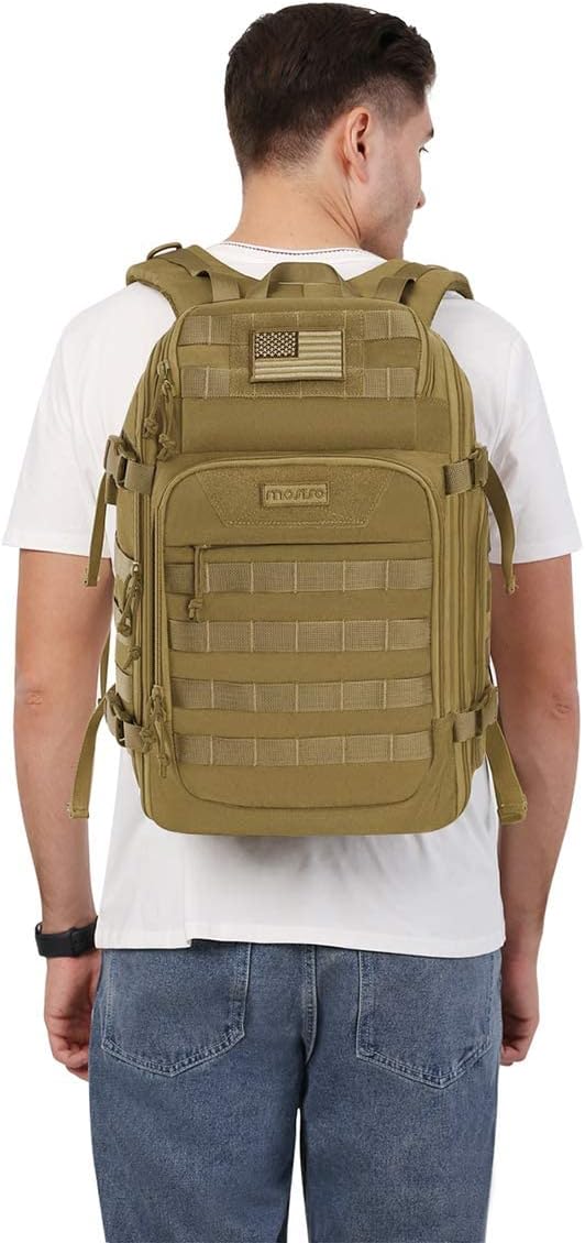 MOSISO 30L Military Tactical Backpack for Men, Army Backpack Military Daypack 3 Day Assault Pack Hiking Rucksack Bug Out Bag, Khaki