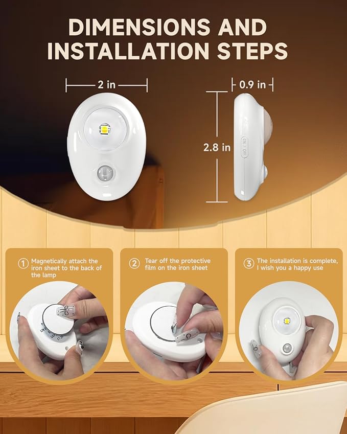 LED 500mAh Rechargeable Battery Puck Lights,Smart Sensor Night Light,3 Color Tap Lights,Wireless Closet Light,Under Cabinet Lighting,Magnetic Sitck On Lights for Kitchen,Closet,Pantry,Shelves(3 Pack)