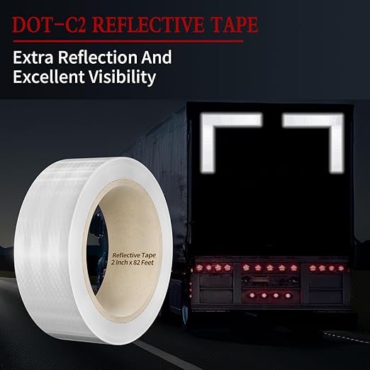 Reflective Tape, 2 Inch x 30 Feet - High Intensity - White Reflective Safety Tape Waterproof Conspicuity for Trailer Reflector Trucks Bikes Baby Strollers Helmets