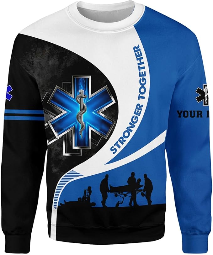 Personalized EMT 3D Shirt, EMT 3D Hoodie, 3D EMS Hoodies for Men, Medical Uniforms EMS Shirt, Emergency Medical Service Shirt