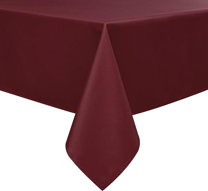 Wewoch Burgundy Rectangle Tablecloth Water Resistant Washable Polyester Table Cloth for Dining,Kitchen, Parties Weddings and Outdoor Use 60 Inch by 84 Inch