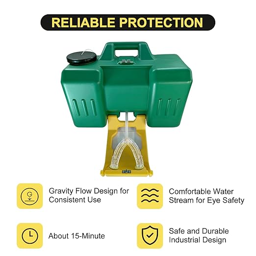 9-Gallon Portable Eye Wash Station OSHA-Approved, Includes Station Sign and 2 Inspection Tags, Wall Mount Eyewash Station, Emergency Eye Washing Station, First Aid Eye Wash Units for Workplace Safety