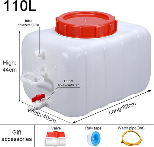 Water Container 50L 80L 110L 200L Heavy Duty Water Bucket Water Carrier, Portable Plastic Water Tank Water Storage for Camping Caravans Hiking Travel BBQ Travel Outdoor(Size:110L)