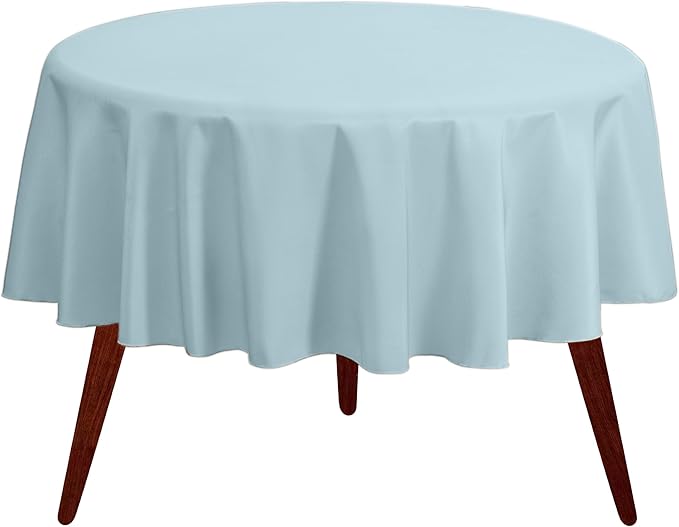 Gee Di Moda Round Tablecloth - 70 Inch Baby Blue Round Table Cloth for 24 to 48 Inch Round Tables - Heavy Duty Washable Fabric - for Buffet Table, Holiday Party, Dinner, Wedding & Baby Shower