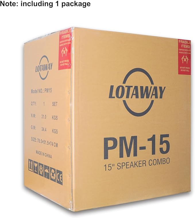 LOTAWAY Portable PA System with Stands 1200W Powered PA Speaker System Set 15" Active+Passive Wireless PA Speakers Pair with Bluetooth for Small Events, DJs, Karaoke (PM-15)