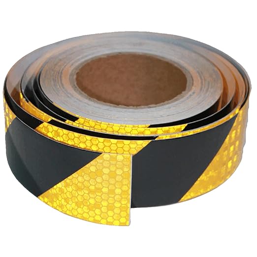 Reflective Tape Yellow Black 2 inch Wide for Cars, Outdoor Waterproof High Visibility Safety Warning Adhesive Strips (66 feet)
