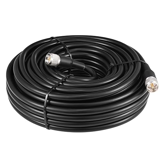 75ft UHF Male to Male Coax Cable - Low Loss UHF CB Coax Cable for HAM, VHF Radio, SWR Meter, Antenna Analyzer