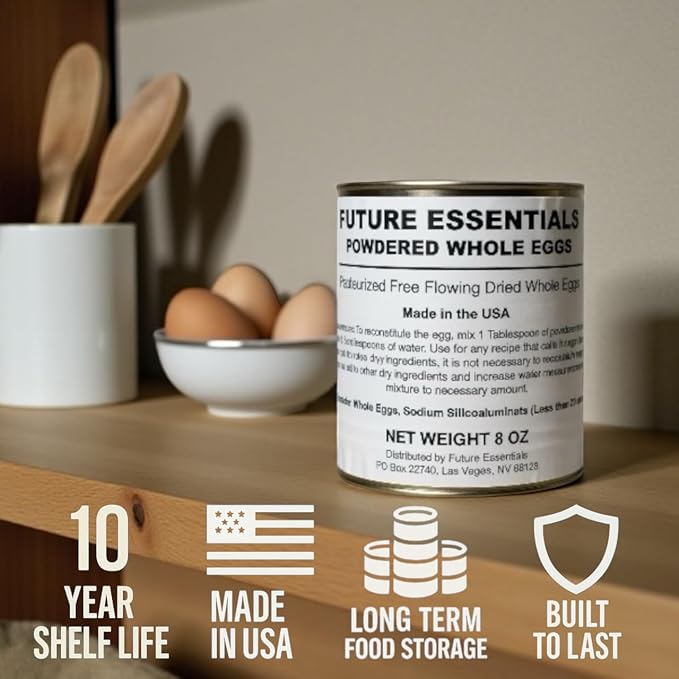 Powdered Whole Eggs for Cooking & Baking | Long-Lasting Pantry Staple for Camping, Hiking & Emergency Use | Easy-Prep Dehydrated Eggs | #2.5 Can (8 oz) | Approx. 18 Servings