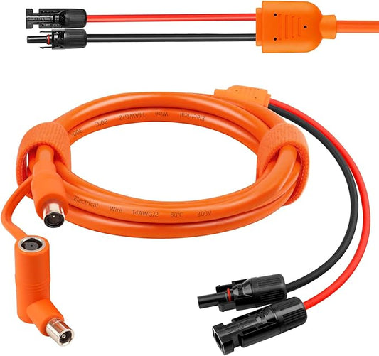 Solar to DC 8mm Charge Extension Cable 3FT,12AWG+14AWG Solar Cable with Solar Panel Connector to DC7909/8020 Compatible with Anker,GZ Yeti,BLUETT,Jackery Portable Power Station