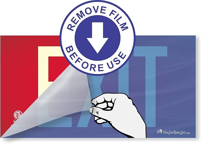 Photoluminescent Exit Sign Red - Pack of 2 - Aluminum - UL 924 Code Approved/IBC/NFPA 101 / NightBright USA Part Number ULR-050 II