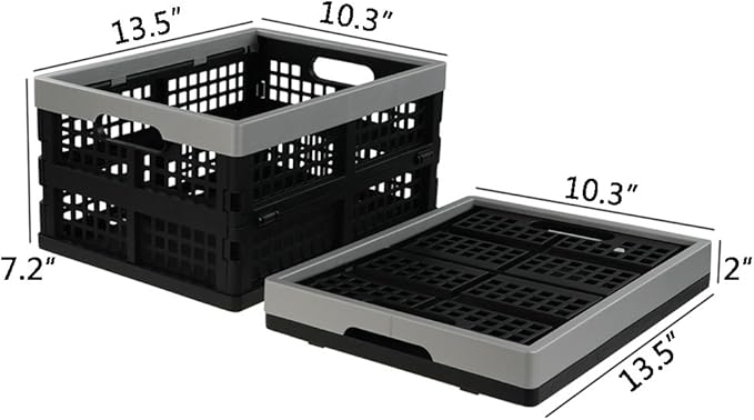 Jekiyo 16-Liter Folding Crates Storage, Collapsible Container Plastic, Set of 1