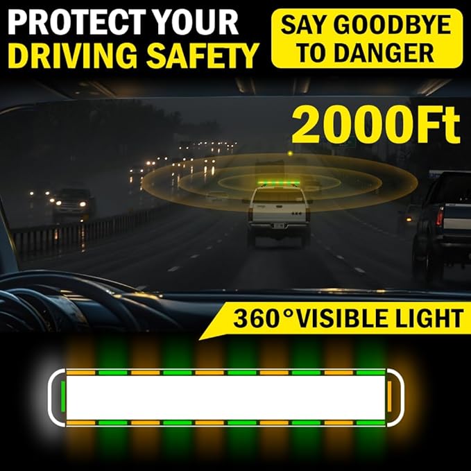 ASPL 46 inch 220 LED Rooftop Low Profile Strobe Light Bar Emergency Warning Beacon Car Hazard Flashing Construction Roof Lights Bars for Trucks Tow Automotive Construction Vehicle (Amber/Green