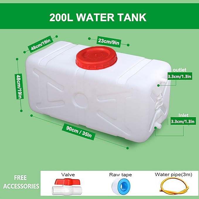 Water Storage Tank for Camping Plastic Large Capacity Water Tank Water Container with Spigot for Emergency Storage Household Outdoor Camping RV Self-Driving Tour(Size:200L/50gallon)