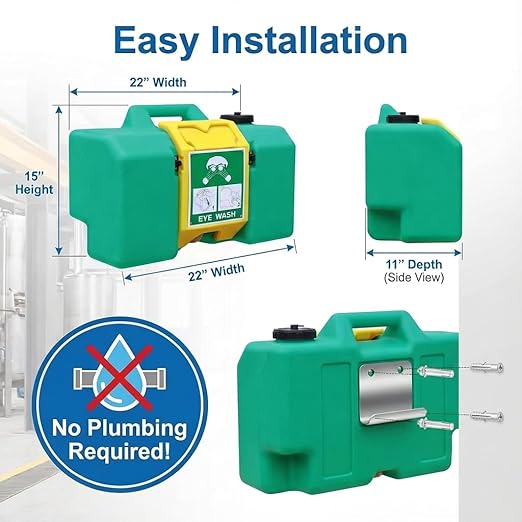 Portable Eyewash Station - 8Gallon Eye Wash Stations Wall Mounted,OSHA-Approved Emergency Eyewash Station Unit,Lasting for 10 Minute,with Mirror&Dual Spray(30L)