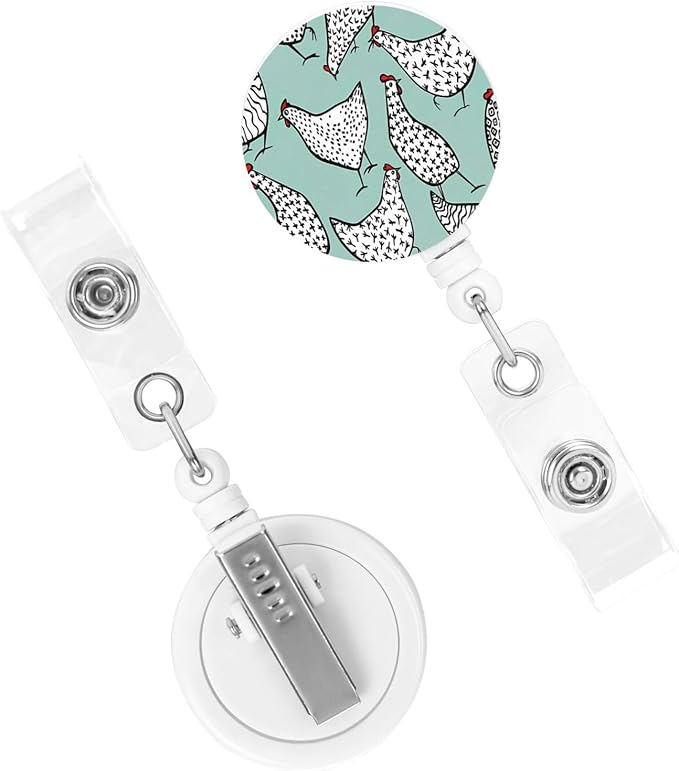 Chickens Badge Reels Retractable Badge Holder with Clip for Id Name Tag Office Worker Student Teacher Nurse Doctor
