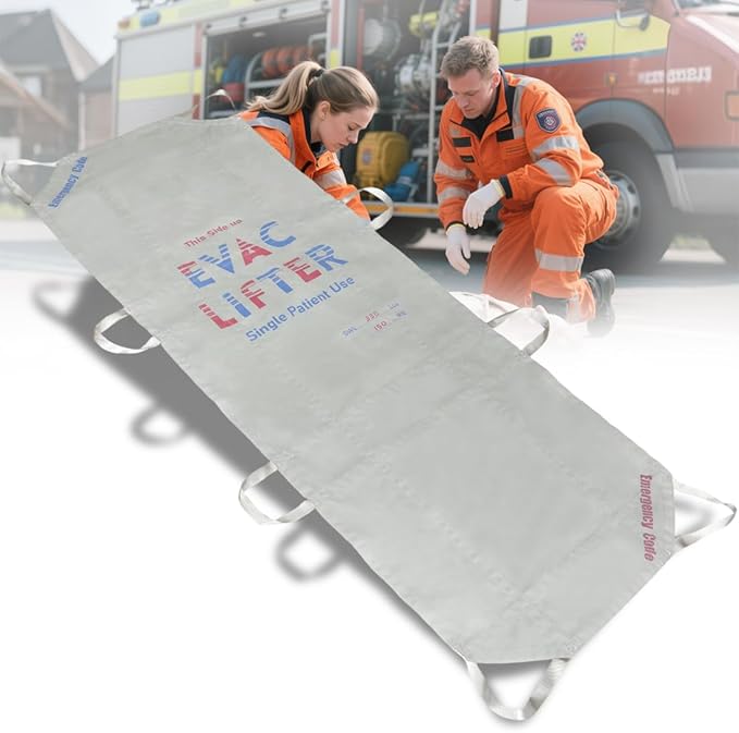 Disposable Evacuation Stretcher – Single Patient Use Soft Litter, Lightweight Non-Woven Fabric, Portable Emergency Patient Transport Aid for Hospital, EMS, Stair & Outdoor Rescue, Max Load 330 lbs