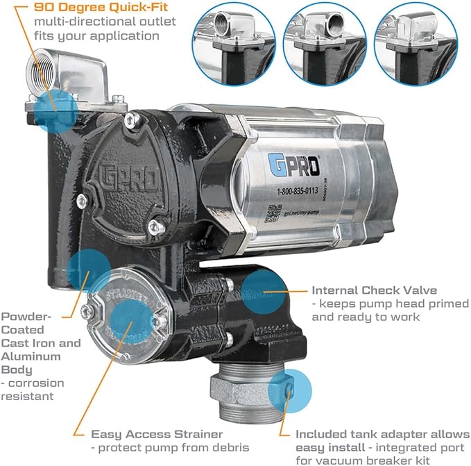 GPRO - V20 Series Fuel Transfer Pump, 1 Inch Outlet, For Remote Dispenser, 20 GPM, 115 Volt (171000-05)