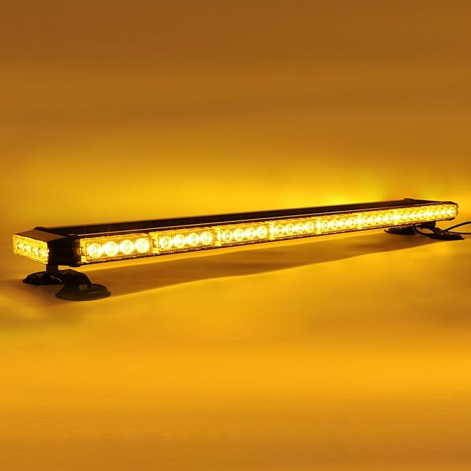 38" Amber Yellow Rooftop Beacon Warning Emergency Flashing Snow Plow Light Bar Double Side Strobe Light Traffic Advisor with Magnetic Base for Tow Work Truck Pickup (Amber/Amber)