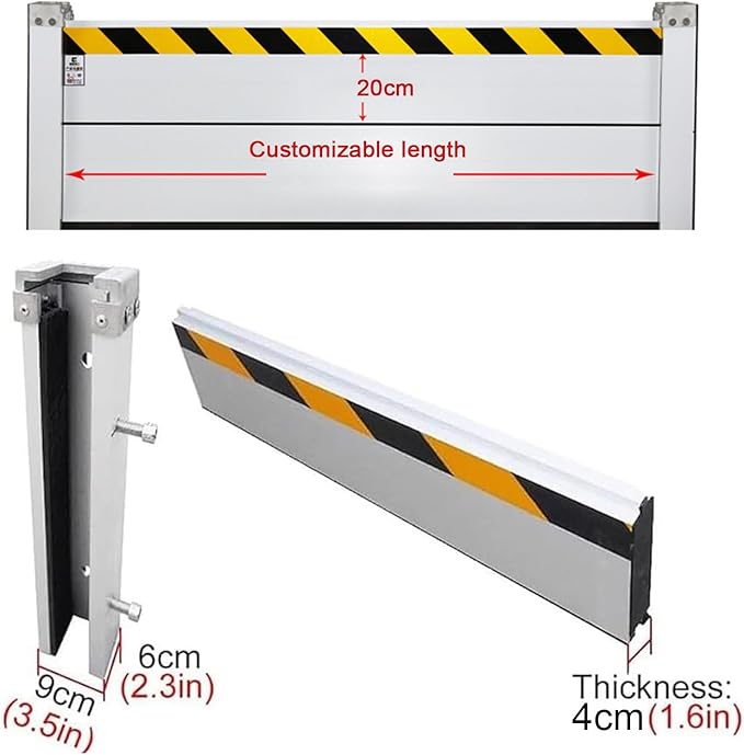 Flood Barriers for Doors, Aluminum Water Blocker Reusable Flood Protection Barriers for Garage Door/Basement, Easy to Install Color : H 2ft/0.6m, Size : L 180cm(5.9ft)