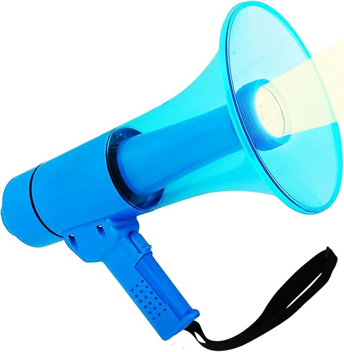 5 CORE Megaphone 50W Waterproof Bull Horn PA Speaker w 800 Yards Range Flashlight Loud Siren Voice Amplifier Lightweight Portable Megafono for Outdoor Sports Cheerleading and Coaches - HW 18 WP