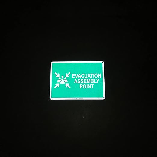 TRADESAFE Evacuation Assembly Point Sign - Emergency Evacuation Sign, Quick Install, Light Reflective, UV-Resistant, Waterproof, 14” X 10” Aluminum Safety Signs for Business