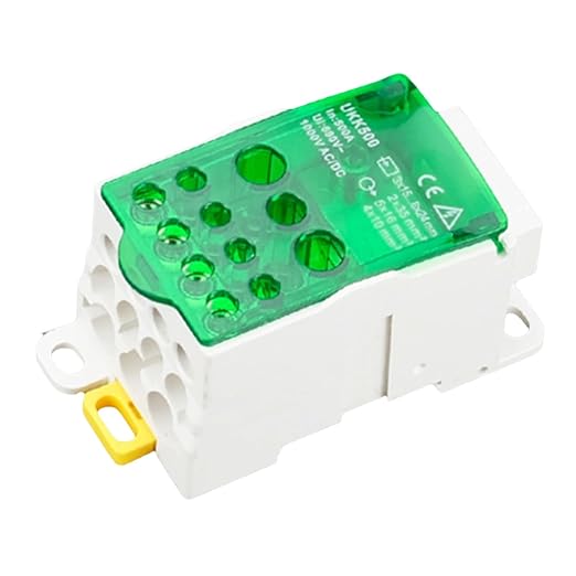 DIN Rail Distribution Box,690V 500A Positions Screw Terminal Block Junction Box Breaker Box Circuit Breaker Distribution Box for Various Power Distribution Needs (Green, 500A)