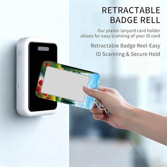 ID Badge Holder with Retractable Lanyard for Women & Men,Vertical ID Card Holder Wallet,Clear Window&Card Slot,Detachable Neck Strap for Nurse Teacher Office,Beautiful Ltalian Landscape
