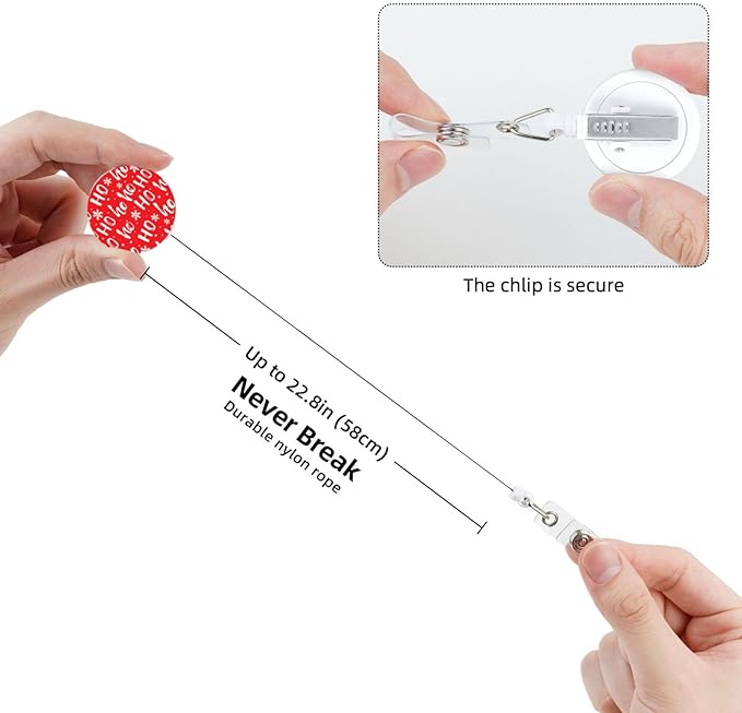 Merry Santa Claus Badge Reels Retractable Badge Holder with Clip for Id Name Tag Office Worker Student Teacher Nurse Doctor