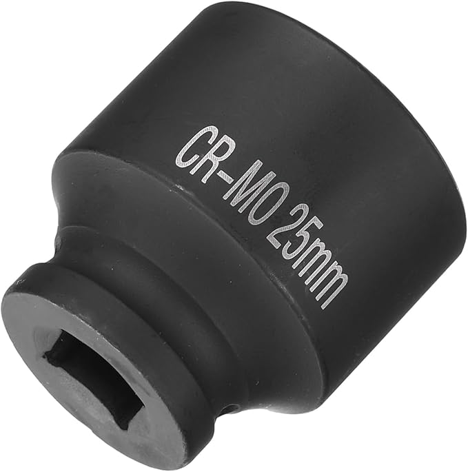 HARFINGTON 4 Point Square Socket 1/2" Drive 25mm Metric Square Impact Socket CR-MO Blackening Standard Wheel Sockets Pneumatic Socket Tool for Auto Repair Mechanical Maintenance Home Use