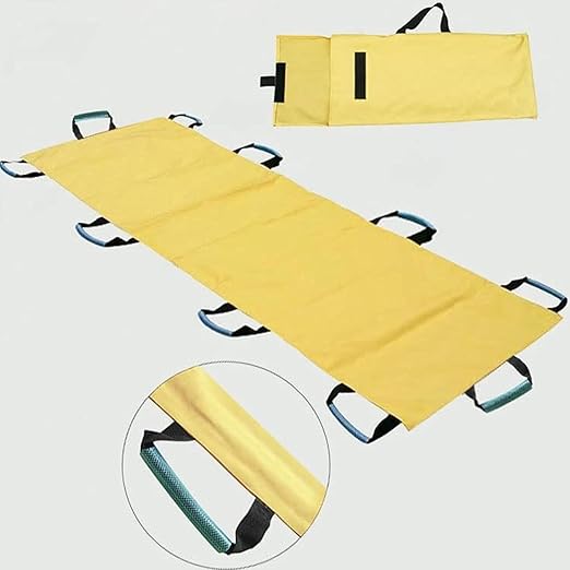 Medical Stretcher, Emergency EMS Patient Mover, Folding First Aid Soft Stretcher, Double Thick Oxford Cloth Fabric with Portable Medical Stretchers, Emergency Litter Stretchers, 10 Handles,Yellow