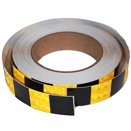 Yellow Black Reflective Tape 1 inch Wide for Trailer, Outdoor Waterproof High Visibility Safety Warning Adhesive Strips (66 feet)
