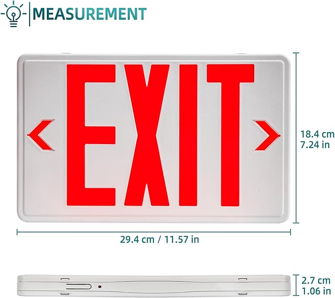 Exit Sign with Battery Backup,Commercial Exit Signs, Red Emergency Exit Light,Combo for Business,Dual-Sided, UL Certified, 120V/277V AC,2 Pack