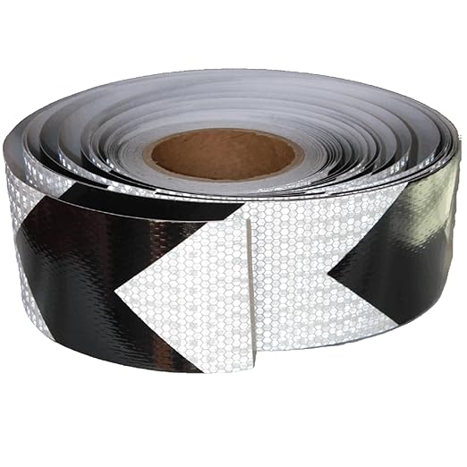 Reflective Tape Black White 3 inch Wide for Automobile, Outdoor Waterproof High Visibility Safety Warning Adhesive Strips (166 feet)