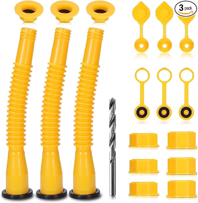 3 Pack Gas Can Spout Replacement, Upgraded Gas Cans Nozzle Replacement with Flexible Nozzle Leak-Proof Design, Fit for Most 1/2/5/10 Gallon Oil Cans