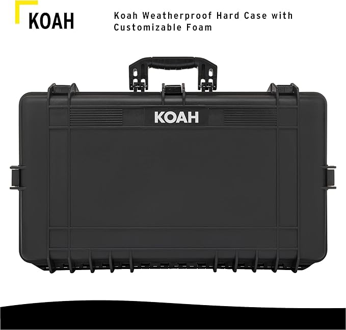 Koah Weatherproof Hard Case with Customizable Foam (28.3" x 16.9" x 7.0" Inch outer, 25.4" x 13.7" x 6.4" inner)