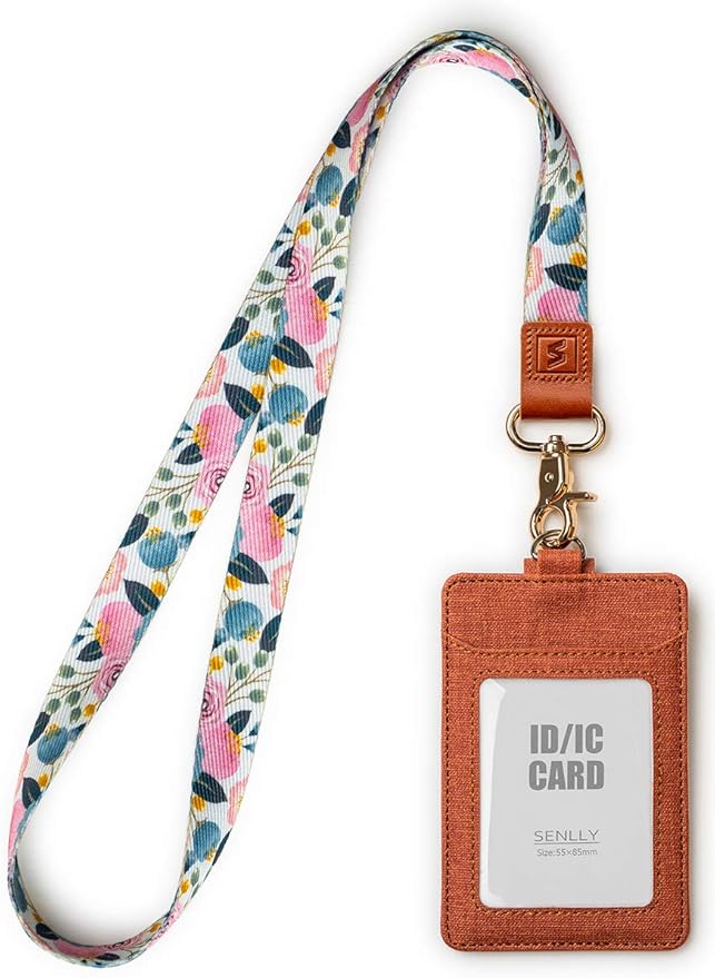 SENLLY ID Badge Holder Gift with Cute Neck Lanyard Strap, 2 Card Slots and 1 Clear ID Window, for Women and Men