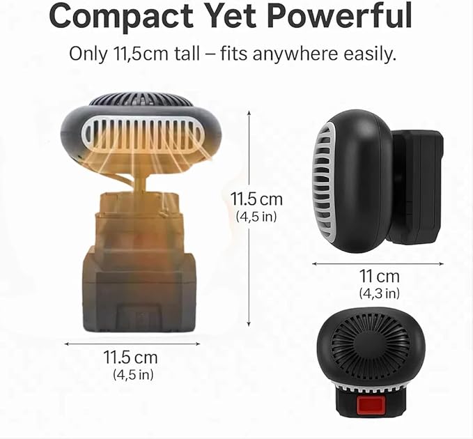 Battery Powered Space Heater With Anti-Tilt Protection,Battery Heater,Quiet Long Heating,1500mah Portable Battery Operated Heaters For Car,Office,Indoor,Camping (Two batteries)