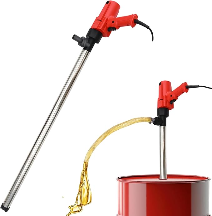 1980W Electric Fuel Transfer Barrel Pump, 110V 11000RPM,for 55Gallon Electric Transfer Pumps with 36in Stainless Steel Tube and 6.6ft Steel Wire Hose, for Diesel,Lubricants,Slightly Viscous Liquids
