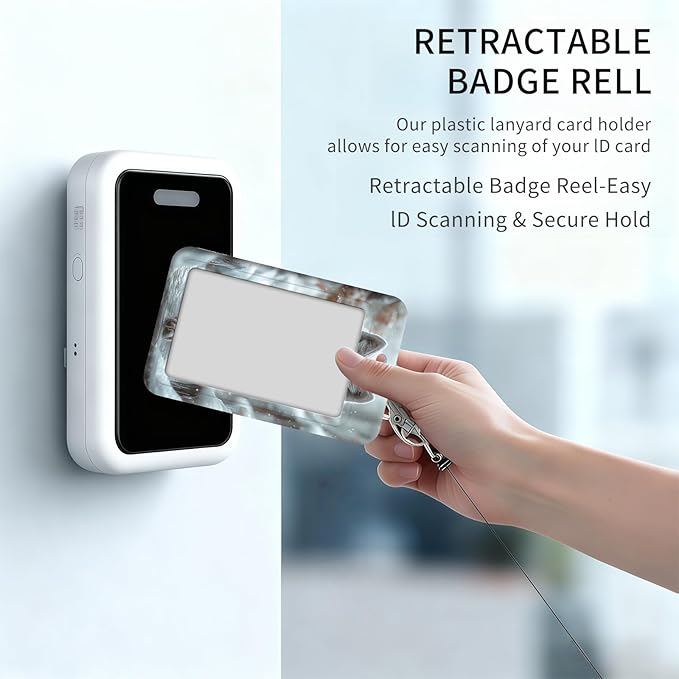 ID Badge Holder with Retractable Lanyard for Women & Men,Vertical ID Card Holder Wallet,Clear Window&Card Slot,Detachable Neck Strap for Nurse Teacher Office,Arctic Wolf Snow