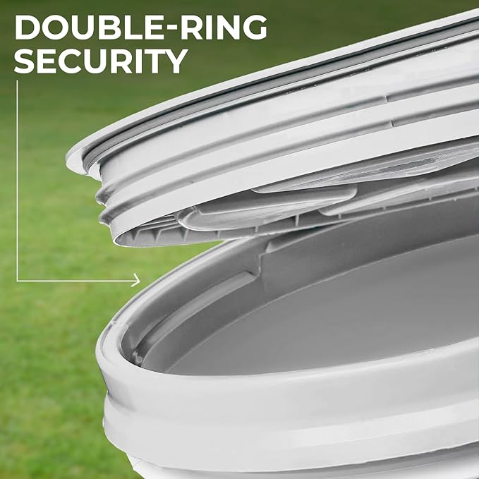 5-Gallon Dark Blue Bucket Pail with Gamma Seal Screw on Airtight Lid, Metal Handles with Plastic Grip for Easy Carrying, Stack and Store, Heavy-Duty 90MIL Extra Durable, Food Grade, BPA Free - 3 Pack