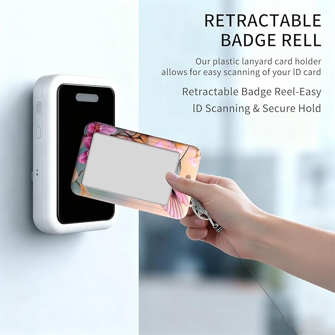 ID Badge Holder with Retractable Lanyard for Women & Men,Vertical ID Card Holder Wallet,Clear Window&Card Slot,Detachable Neck Strap for Nurse Teacher Office,Hummingbird & Orchid