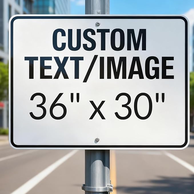 Custom Large Personalized Metal Sign, 36x30 Inch Rust-Free Aluminum with Reflective Optional. Designed for Outdoor Spaces: Home, Office, Business, Garden, Workplace. Single/Double Sided.
