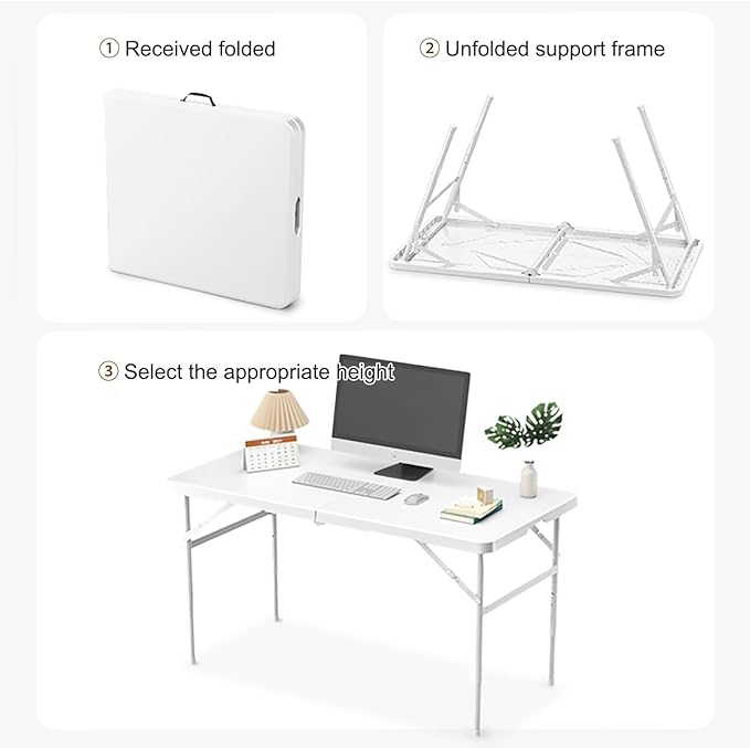 JHDXL Folding Table Portable Heavy Duty Plastic, Fold-in-Half Utility Foldable Table Plastic Dining, Indoors Wood Folding DeskTops, for Party, Dining, Wedding, Camping, Picnic