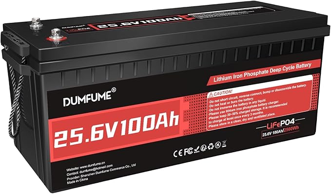 24V 100Ah LiFePO4 Lithium Battery,4000+ Cycles & 100% DOD,Built-in 100A BMS,25.6V High Energy Density,Perfect for RV, Solar, Off-Grid, Camping, Home Backup